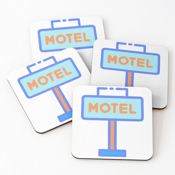 Item preview, Cartoon Style Motel Sign with Bold Orange Letters on Black Background designed and sold by Creative88Art.