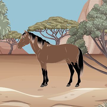 Aperçu de l'œuvre Cheval Abyssinien, cheval rouanné sur un fond de paysage, cheval de selle léger, races de chevaux de l'Éthiopie de WebEquitation®