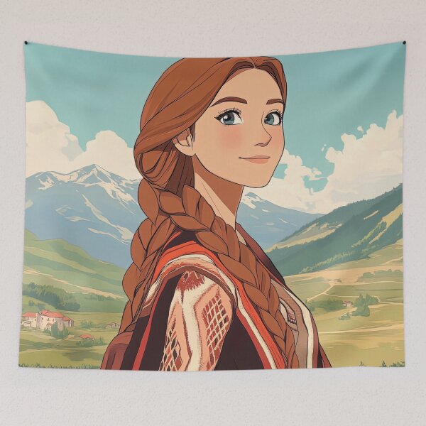 Item preview, North Macedonian woman | Anime style designed and sold by ComicsFactory.