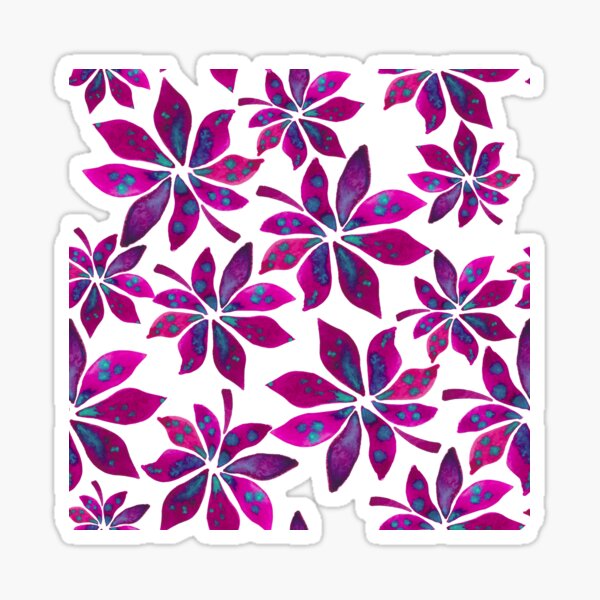 Item preview, A repeating pattern of pink and purple umbrella palm leaves from the jungle designed and sold by Hillary Holt.
