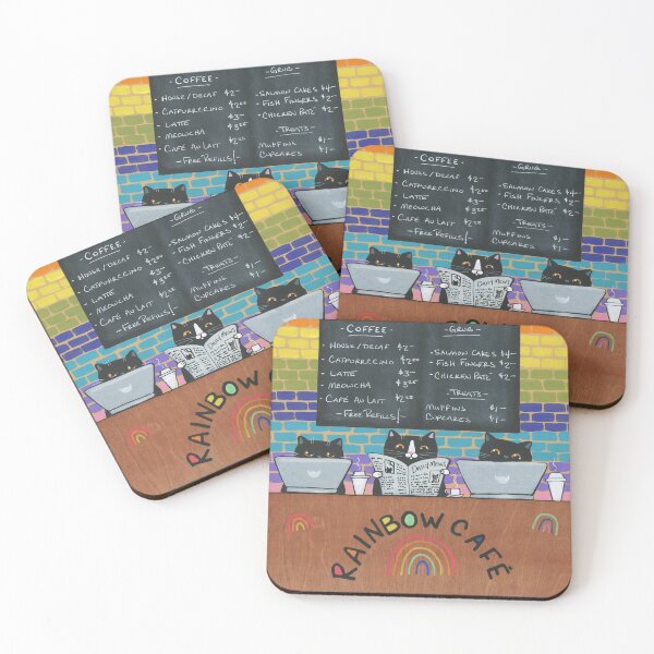 Item preview, Caturday at the Rainbow Cafe designed and sold by KilkennyCat Art.