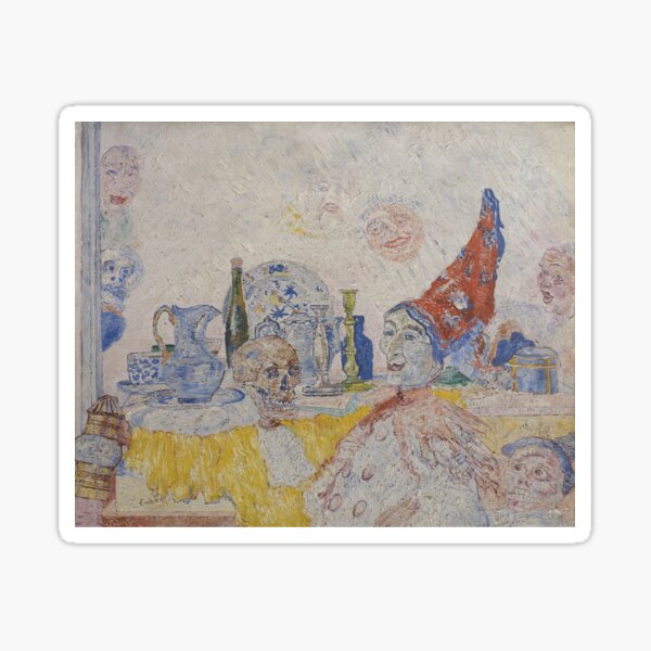 Aperçu de l'œuvre Peinture, Nature morte théâtrale avec masques et crâne créée et vendue par DAMADRAMA.