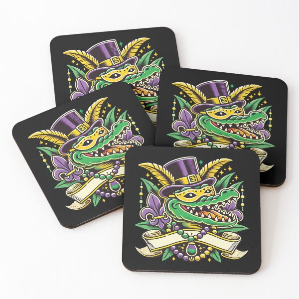 Item preview, Mardi Gras Alligator Mask Fleur De Lis Beads designed and sold by LuminOrb.