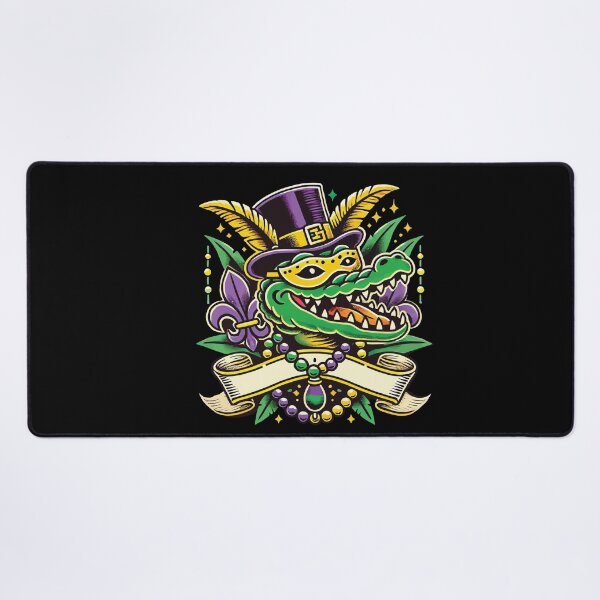 Item preview, Mardi Gras Alligator Mask Fleur De Lis Beads designed and sold by LuminOrb.