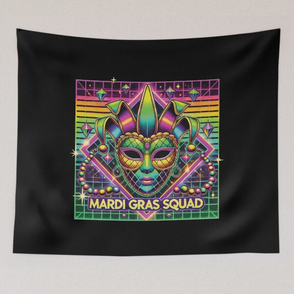 Item preview, Mardi Gras Squad Retro Synthwave Mask Festival designed and sold by LuminOrb.