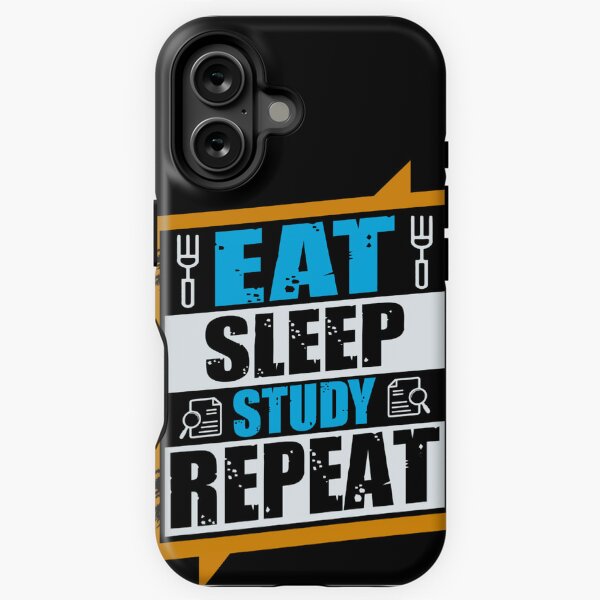 Vista previa del artículo con la obra «Comer, dormir, estudiar, repetir: diseño divertido para la vida estudiantil», diseñado y vendido por BogskyShop.