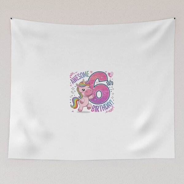 Item preview, 6th Birthday Unicorn Party Design for Girls Awesome  designed and sold by luckytua789.