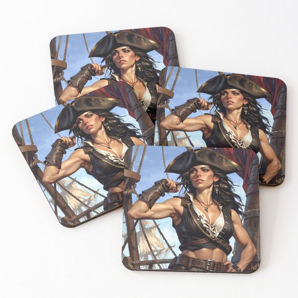 Item preview, Beautiful strong Pirate Queen illustration  designed and sold by Vintage Designs +.