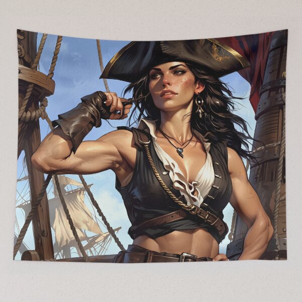 Item preview, Beautiful strong Pirate Queen illustration  designed and sold by Vintage Designs +.