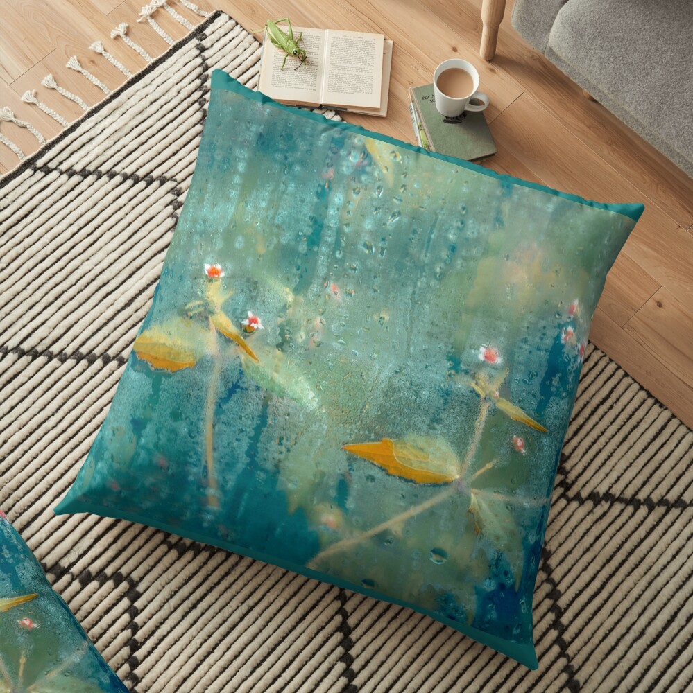 Azure Gold Beauty Floor Pillow