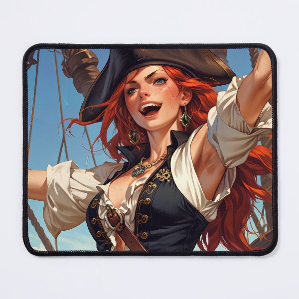 Item preview,  Beautiful strong Red Haired Pirate Queen illustration  designed and sold by Vintage Designs +.