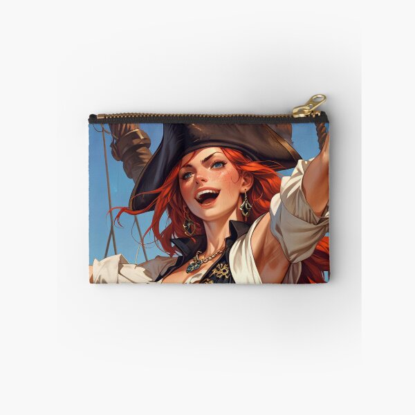 Item preview,  Beautiful strong Red Haired Pirate Queen illustration  designed and sold by Vintage Designs +.