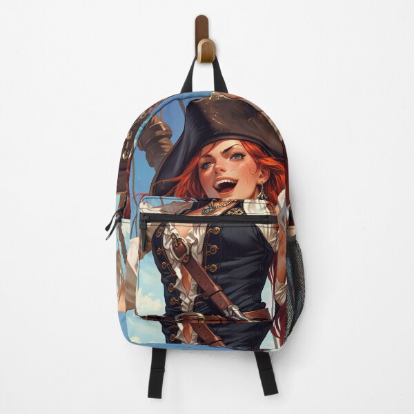 Item preview,  Beautiful strong Red Haired Pirate Queen illustration  designed and sold by Vintage Designs +.