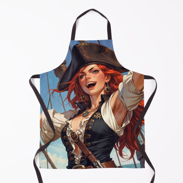 Item preview, Beautiful strong Red Haired Pirate Queen illustration designed and sold by Vintage Designs +.