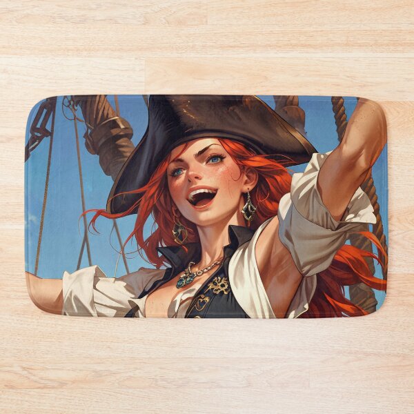 Item preview,  Beautiful strong Red Haired Pirate Queen illustration  designed and sold by Vintage Designs +.