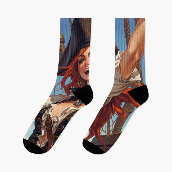 Item preview,  Beautiful strong Red Haired Pirate Queen illustration  designed and sold by Vintage Designs +.
