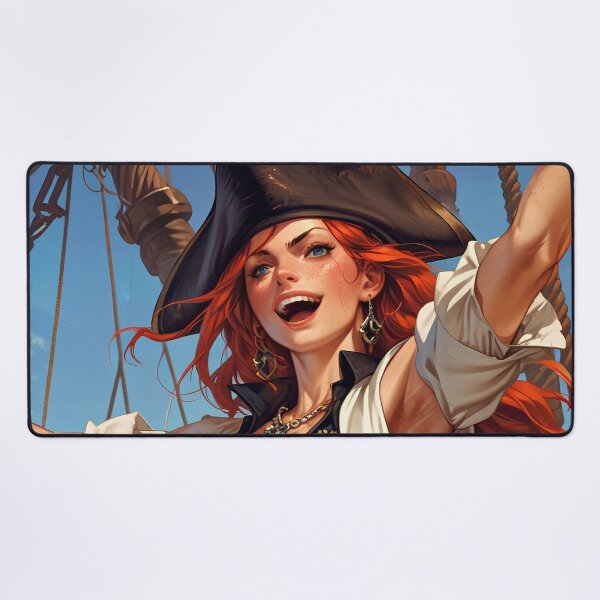 Item preview,  Beautiful strong Red Haired Pirate Queen illustration  designed and sold by Vintage Designs +.