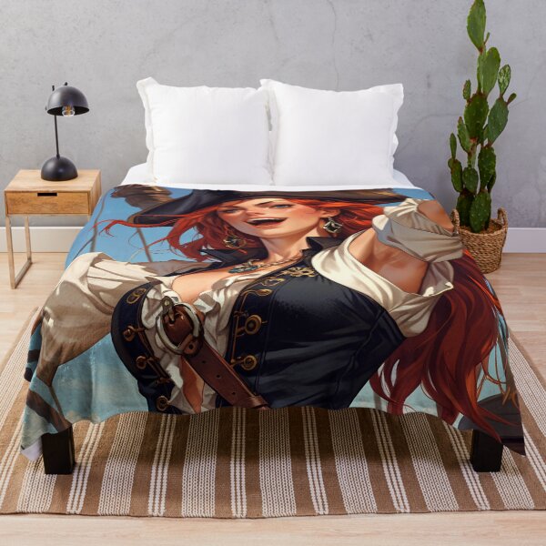 Item preview,  Beautiful strong Red Haired Pirate Queen illustration  designed and sold by Vintage Designs +.