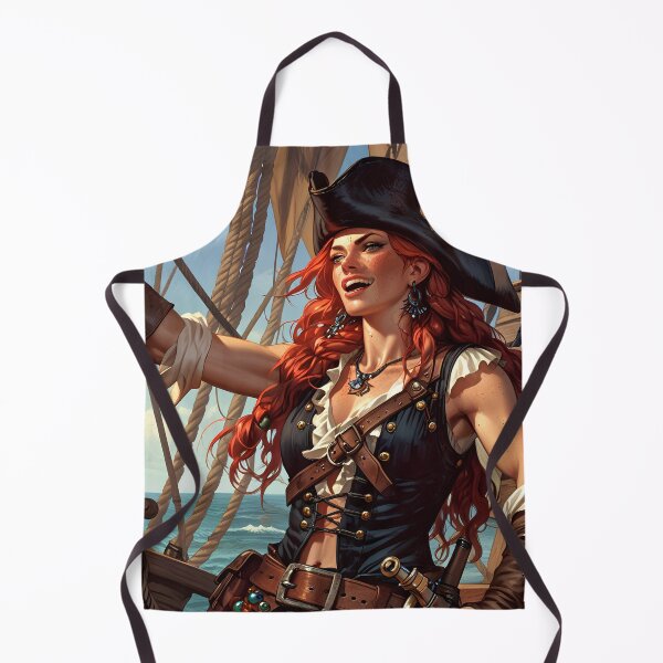 Item preview, Beautiful strong Red Haired Pirate Queen illustration designed and sold by Vintage Designs +.