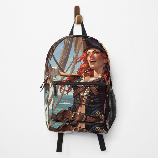 Item preview,  Beautiful strong Red Haired Pirate Queen illustration  designed and sold by Vintage Designs +.