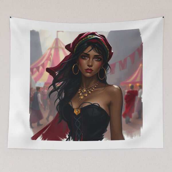 Item preview,  Beautiful Romani Gypsy girl illustration designed and sold by Vintage Designs +.