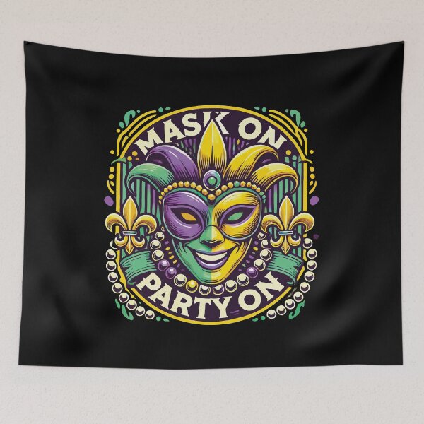 Item preview, Mardi Gras Mask On Party On Vibes designed and sold by LuminOrb.