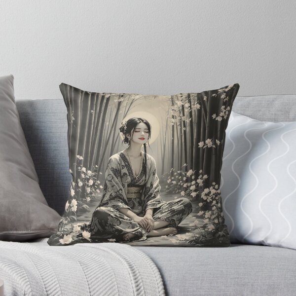 Item preview, Beautiful Japanese geisha in flowers,  kimono, traditional red eye make up,cherry blossom, sakura, hanami designed and sold by Coolparrotgirl.