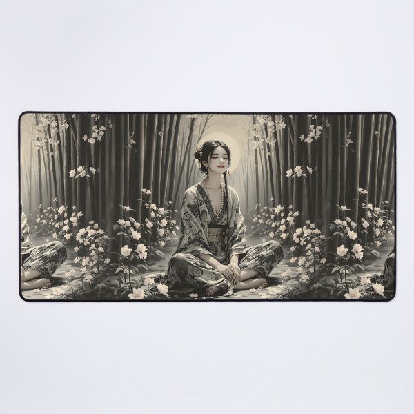 Item preview, Beautiful Japanese geisha in flowers, kimono, traditional red eye make up,cherry blossom, sakura, hanami designed and sold by Coolparrotgirl.