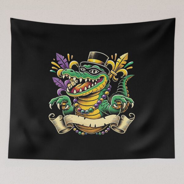 Item preview, Mardi Gras Gator Beads Celebration Graphic designed and sold by LuminOrb.