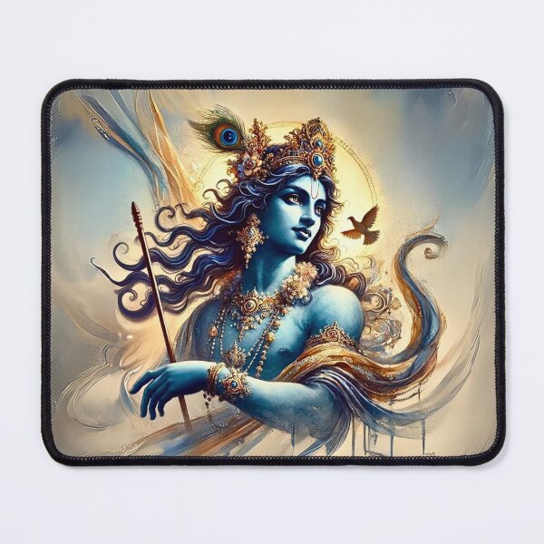 Item preview, Celestial Warrior Krishna | Watercolor Divine Art | Hindu Spiritual Painting designed and sold by Sarasvati’s Divine Art.