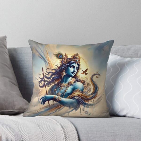 Item preview, Celestial Warrior Krishna | Watercolor Divine Art | Hindu Spiritual Painting designed and sold by Sarasvati’s Divine Art.