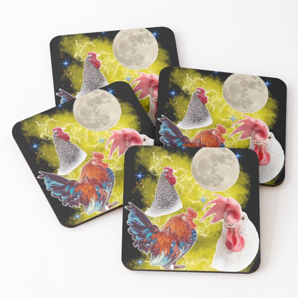 Item preview, Three Chicken Moon - Roosters Crowing at the Moon designed and sold by Michael Stewart.