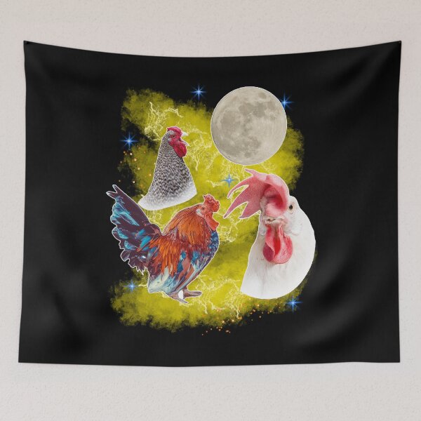 Item preview, Three Chicken Moon - Roosters Crowing at the Moon designed and sold by Michael Stewart.