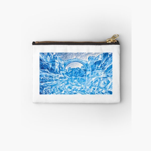 Item preview, Mostar bridge in all blue liquid form  designed and sold by wallartofmio.