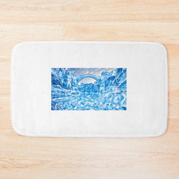 Item preview, Mostar bridge in all blue liquid form  designed and sold by wallartofmio.