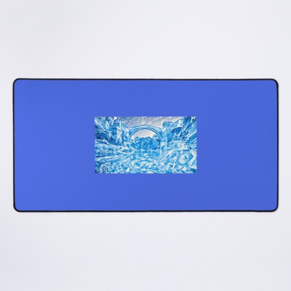 Item preview, Mostar bridge in all blue liquid form designed and sold by wallartofmio.