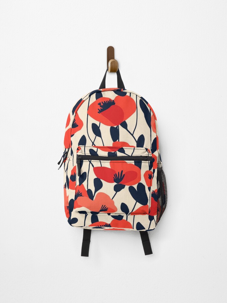 Thumbnail 1 of 3, Backpack, Modern Poppy Pattern designed and sold by DariaProf.