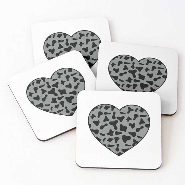 Item preview, Black Cow Pattern on Grey Cowhide | Grey Cow Skin Heart designed and sold by PatternPen.