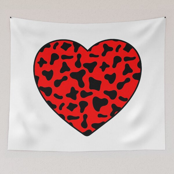 Item preview, Black Cow Pattern on Red Cowhide | Red Cow Skin Heart designed and sold by PatternPen.