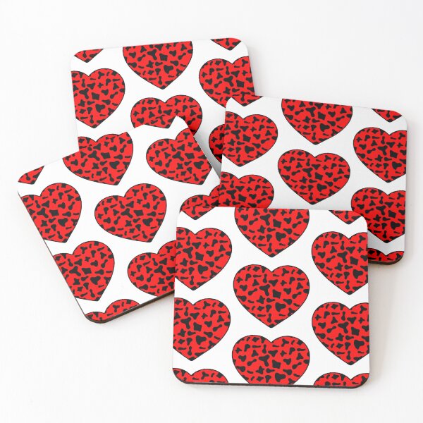 Item preview, Big Black Cow Patches on Red Cowhide | Continues Red Cow Heart designed and sold by PatternPen.