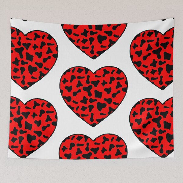 Item preview, Big Black Cow Patches on Red Cowhide | Continues Red Cow Heart designed and sold by PatternPen.