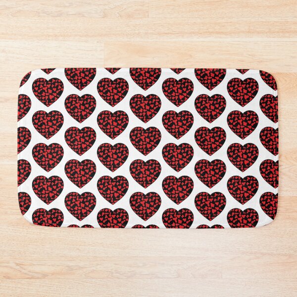 Item preview, Offset Grid Small Red Cow Patches on Black Cowhide | Continues Black Cow Heart designed and sold by PatternPen.
