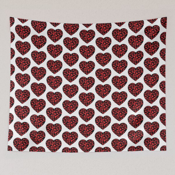 Item preview, Offset Grid Small Red Cow Patches on Black Cowhide | Continues Black Cow Heart designed and sold by PatternPen.