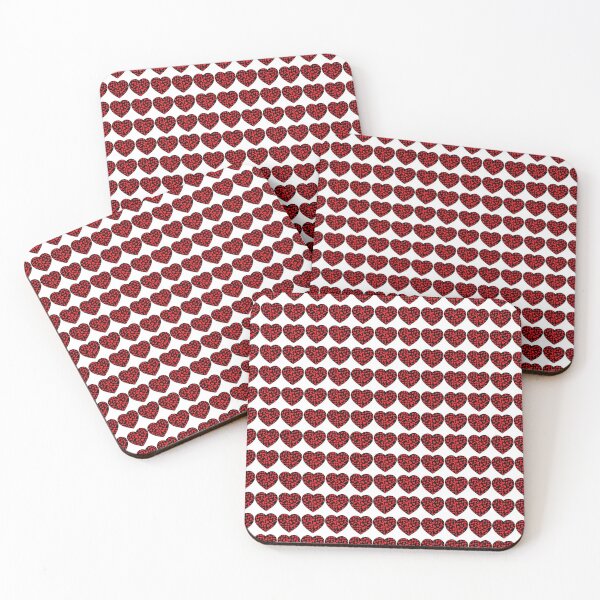 Item preview, Regular Grid Small Red Cow Patches on Black Cowhide | Continues Black Cow Heart designed and sold by PatternPen.
