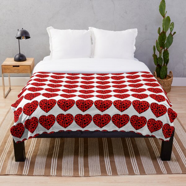 Item preview, Regular Grid Small Black Cow Patches on Red Cowhide | Continues Red Cow Heart designed and sold by PatternPen.