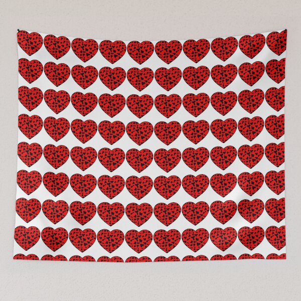 Item preview, Regular Grid Small Black Cow Patches on Red Cowhide | Continues Red Cow Heart designed and sold by PatternPen.