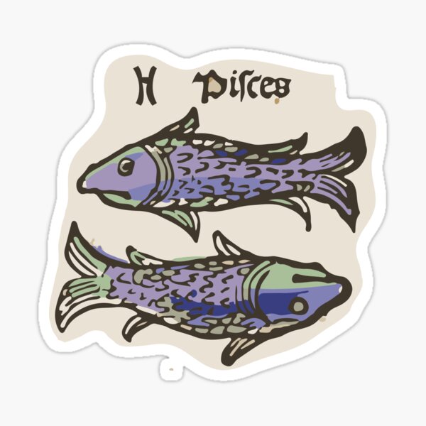 Item preview, Illuminated Manuscript Pisces Illustration  designed and sold by FeminaFacti.