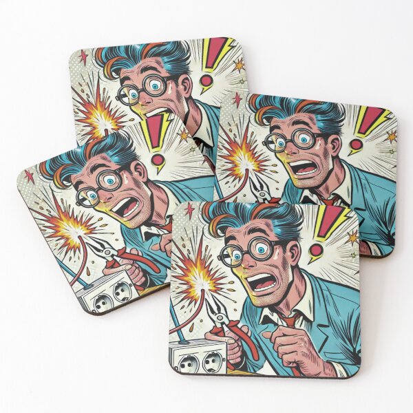 Item preview, Retro Comic Electrician – Funny Shock Moment designed and sold by BogskyShop.