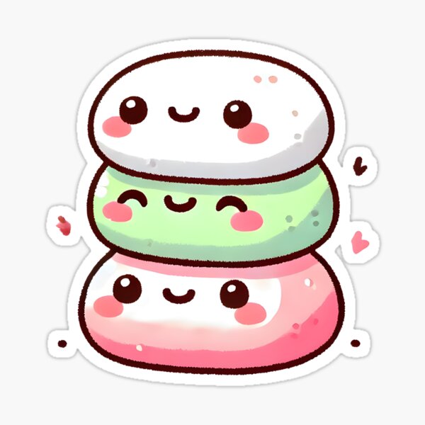 Cute Kawaii Mochi Trio Sticker