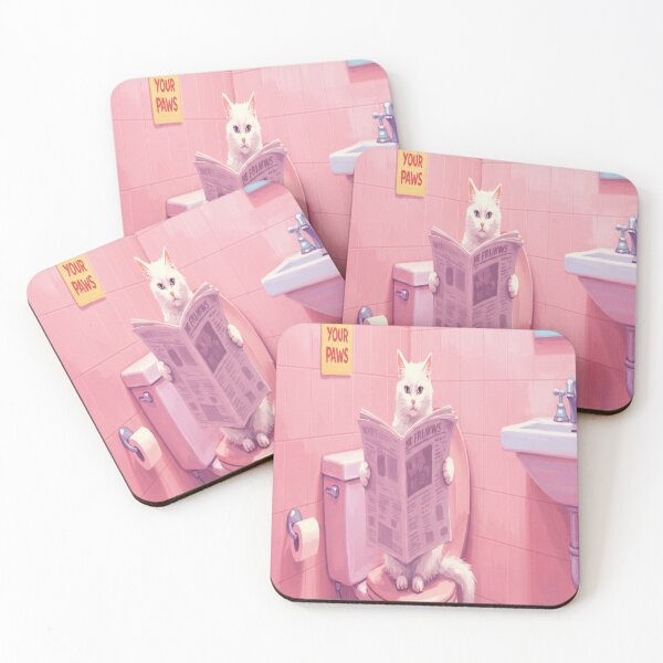 Item preview, White cat bathroom designed and sold by Creativnani.